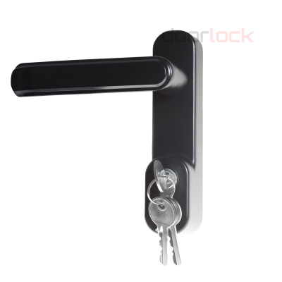 Внешняя нажимная ручка DOORLOCK V PD700/H2 серия Variant, черная, с цилиндром, для противопожарных дверей